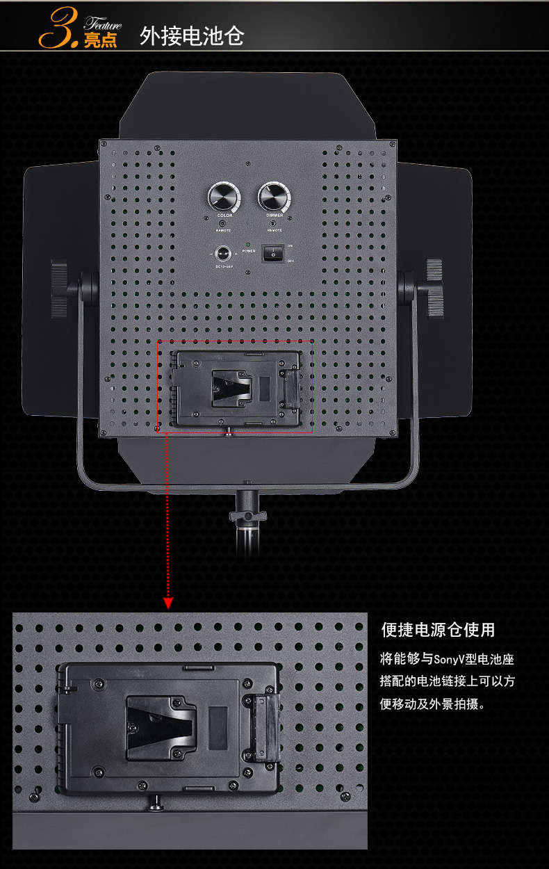 Tolifo圖立方GK-1190SB極光LED影視燈75W雙調(diào)光
